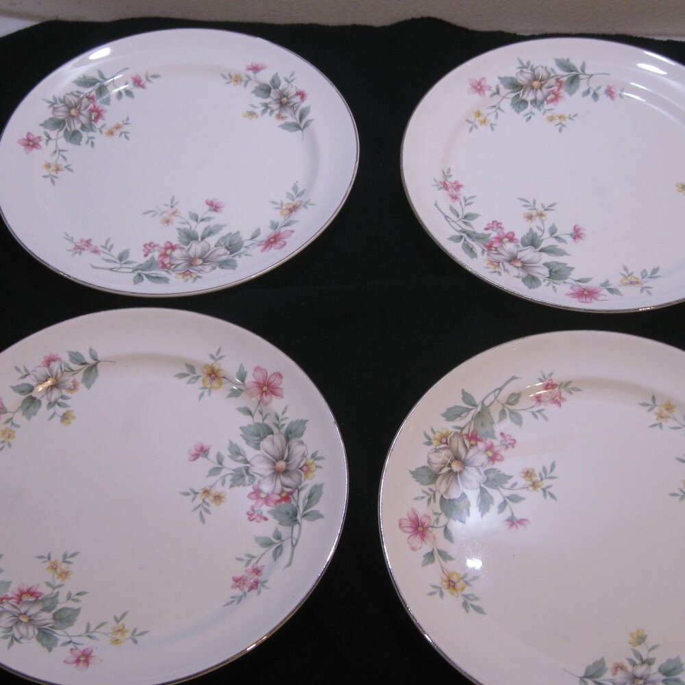 4 Superior Quality HALL Lunch Plates "Springtime" Pattern